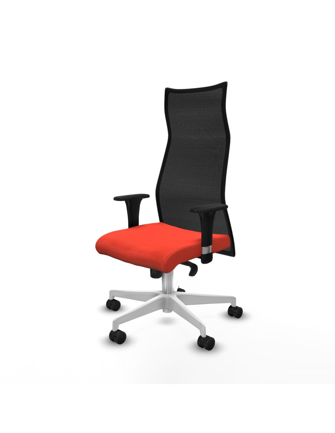 Piqueras y Crespo Albacete malla sincro malla negra bali naranja oscuro brazos 1D base blanca ruedas 65 mm nailon