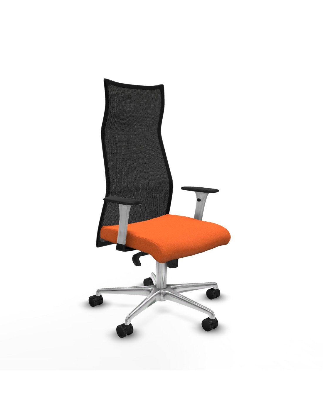 Piqueras y Crespo Albacete malla sincro malla negra bali naranja brazos blancos base aluminio ruedas 65 mm nailon