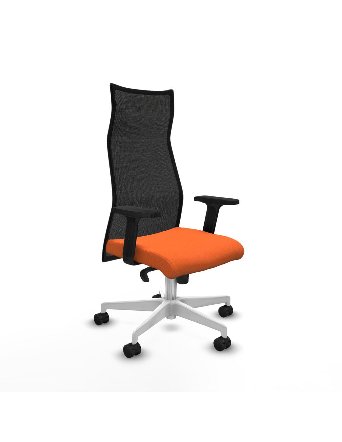 Piqueras y Crespo Albacete malla sincro malla negra bali naranja brazos 2D base blanca ruedas 65 mm nailon