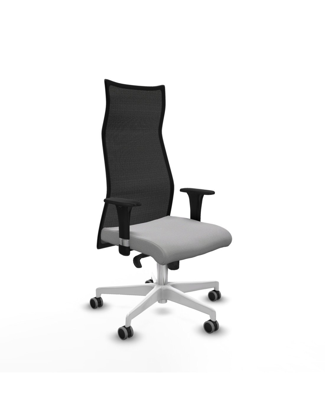 Piqueras y Crespo Albacete malla sincro malla negra bali gris claro brazos 1D base blanca ruedas 65mm engomadas