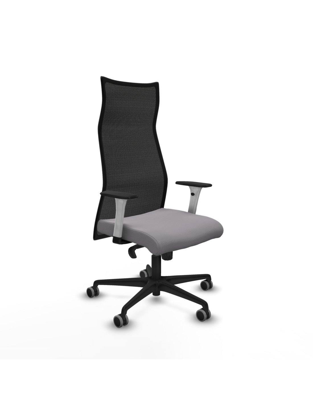 Piqueras y Crespo Albacete malla sincro malla negra similpiel gris brazos blancos base nailon ruedas 65mm engomadas