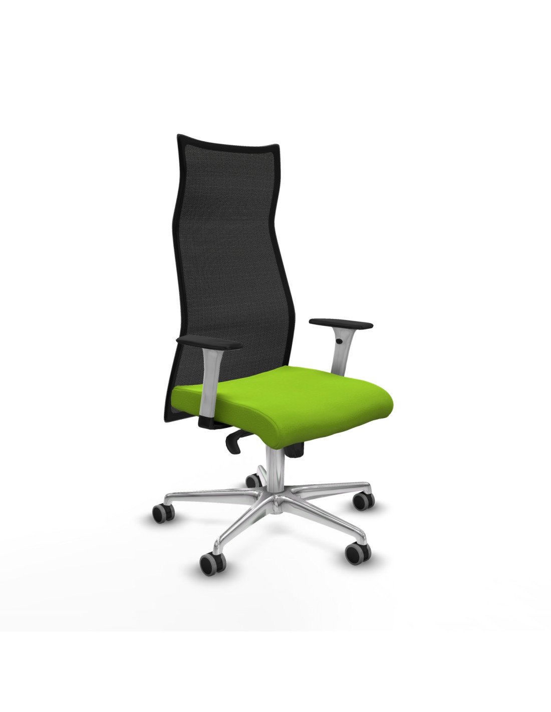 Piqueras y Crespo Albacete malla sincro malla negra similpiel pistacho brazos blancos base aluminio ruedas 65mm engomadas