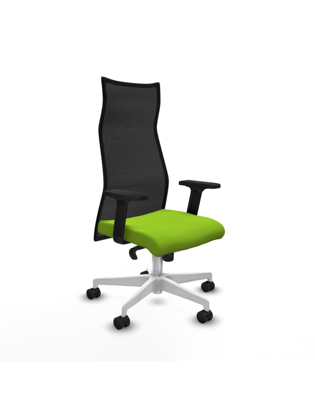 Piqueras y Crespo Albacete malla sincro malla negra similpiel pistacho brazos 2D base blanca ruedas 65 mm nailon