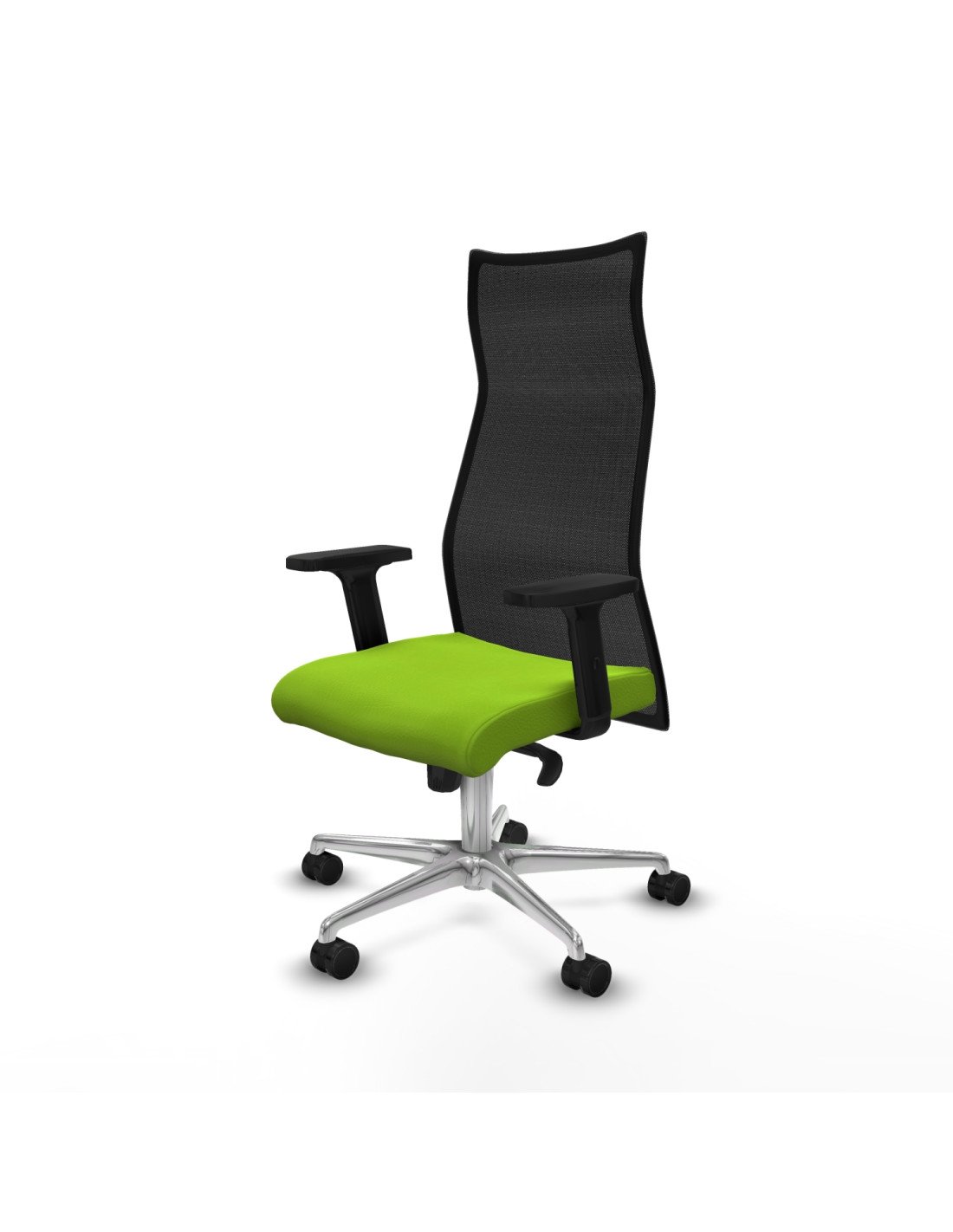 Piqueras y Crespo Albacete malla sincro malla negra similpiel pistacho brazos 2D base aluminio ruedas 65 mm nailon