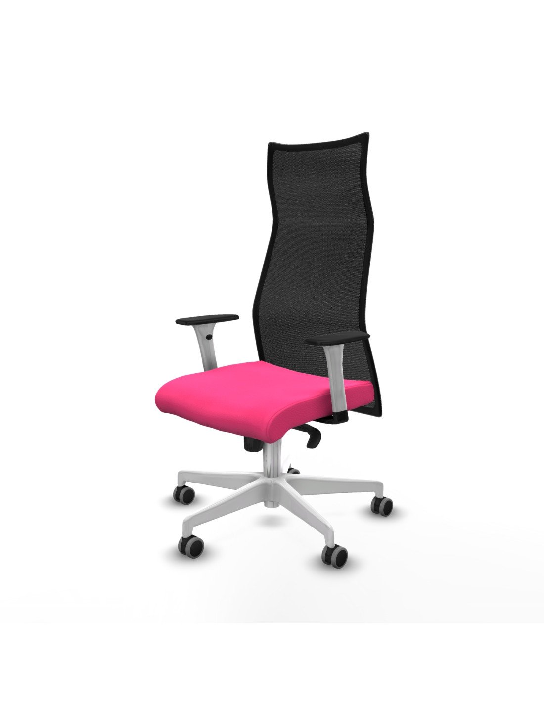 Piqueras y Crespo Albacete malla sincro malla negra similpiel rosa brazos blancos base blanca ruedas 65mm engomadas