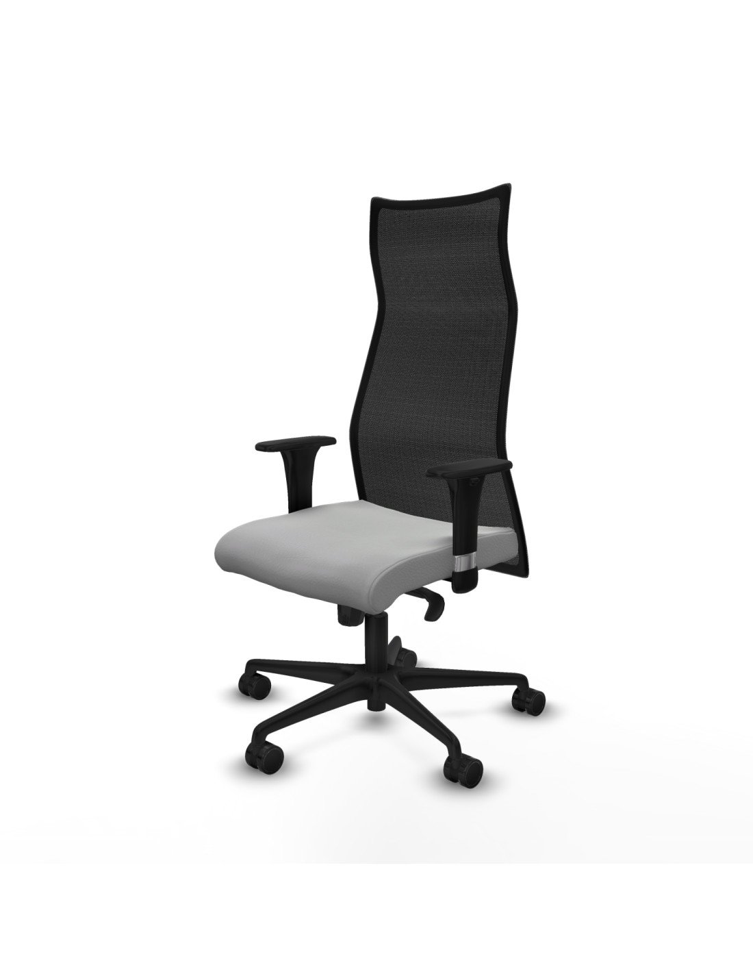 Piqueras y Crespo Albacete malla sincro malla negra similpiel gris claro brazos 1D base nailon ruedas 65 mm nailon