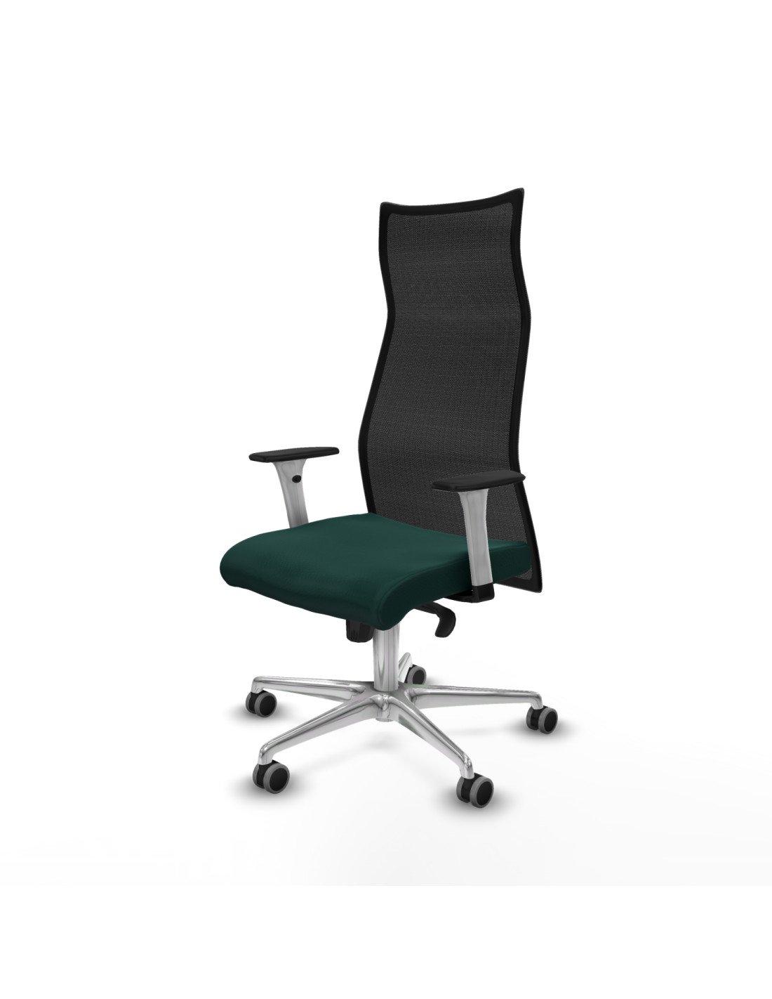 Piqueras y Crespo Albacete malla sincro malla negra similpiel verde botella brazos blancos base aluminio ruedas 65mm engomadas