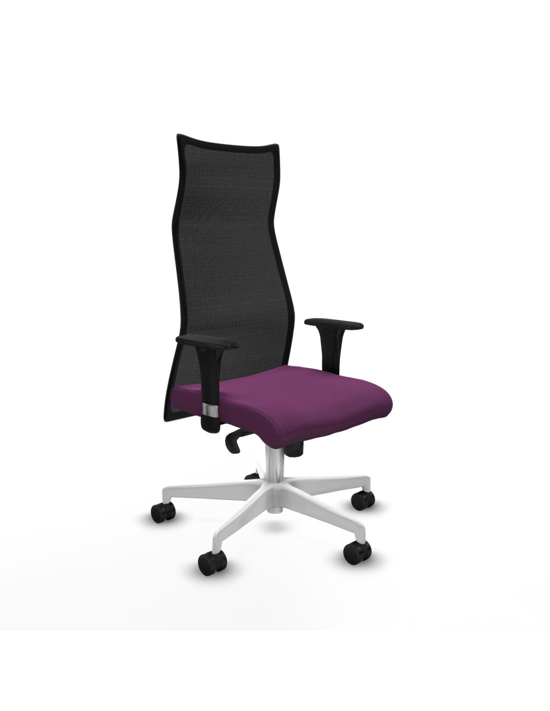 Piqueras y Crespo Albacete malla sincro malla negra similpiel morado brazos 1D base blanca ruedas 65 mm nailon