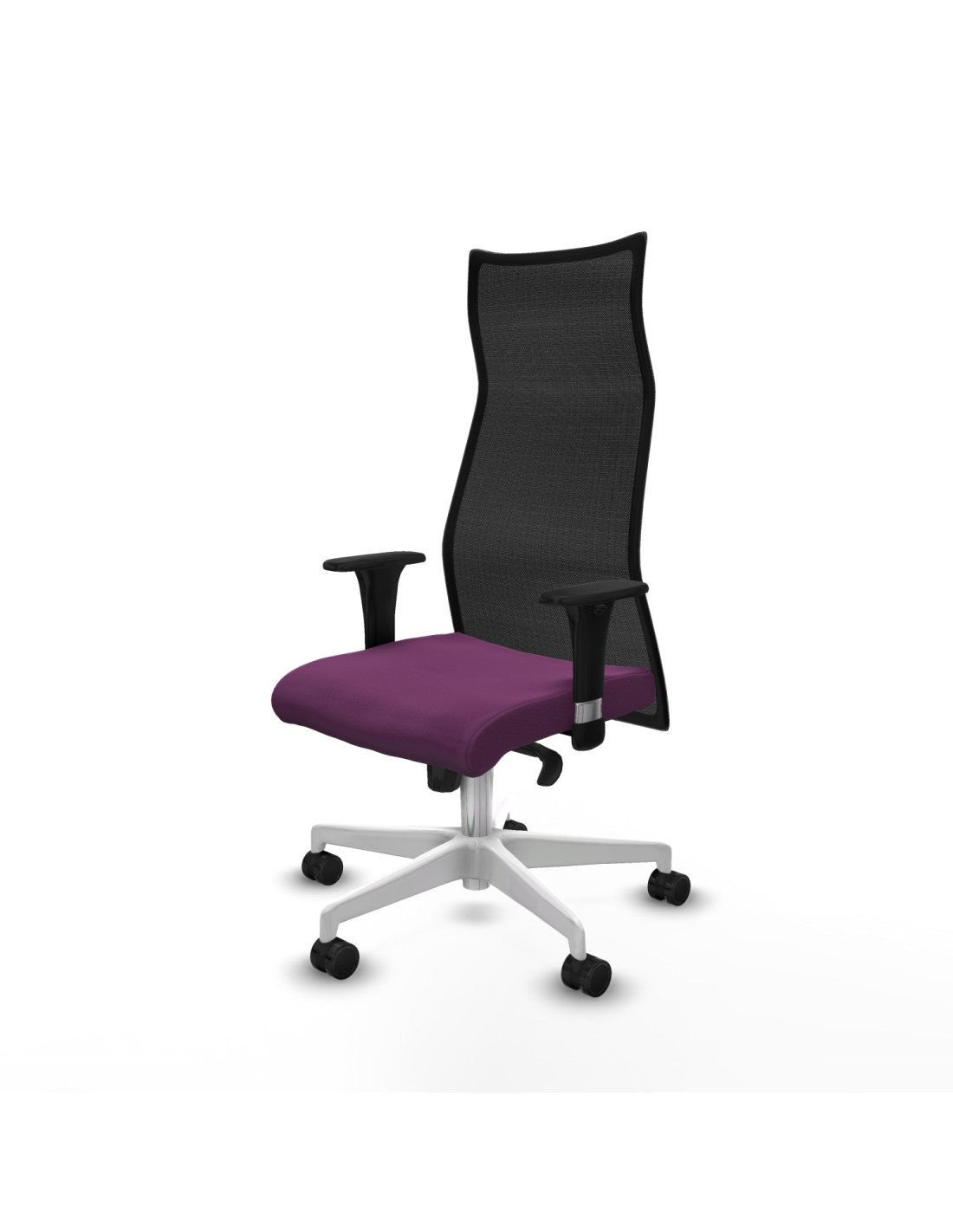 Piqueras y Crespo Albacete malla sincro malla negra similpiel morado brazos 1D base blanca ruedas 65 mm nailon