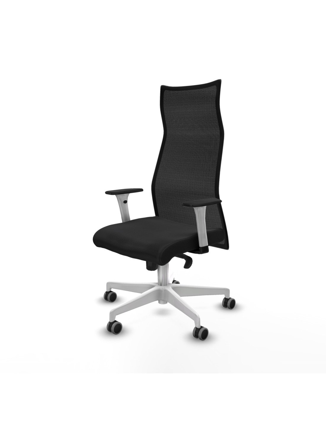 Piqueras y Crespo Albacete malla sincro malla negra similpiel negro brazos blancos base blanca ruedas 65mm engomadas