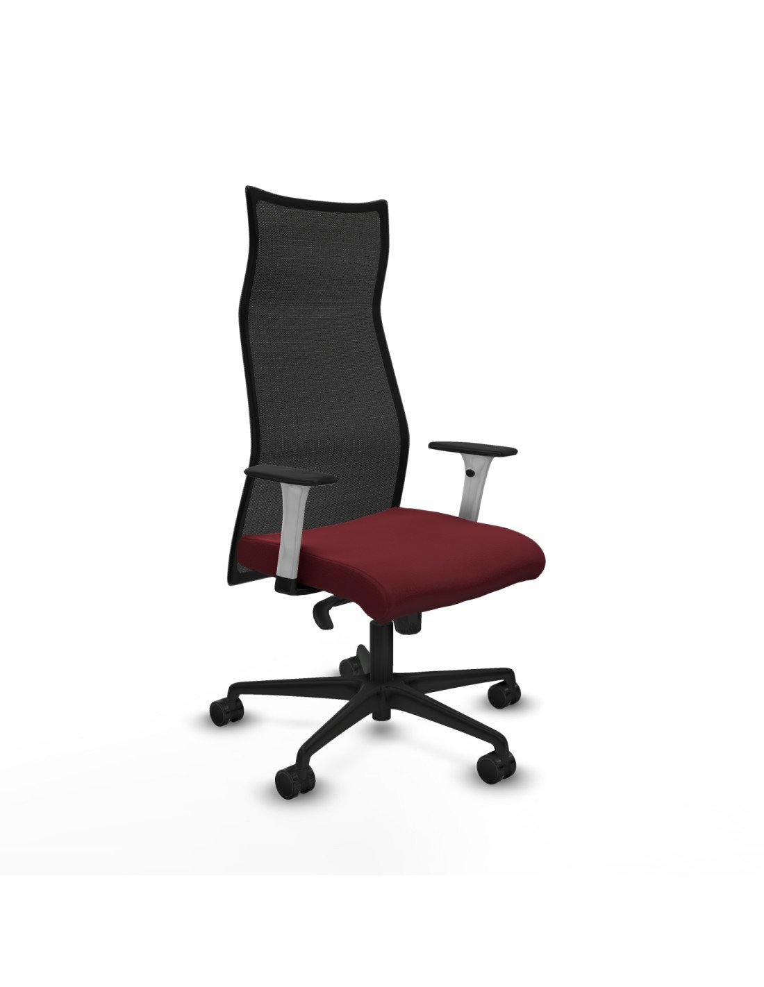 Piqueras y Crespo Albacete malla sincro malla negra similpiel granate brazos blancos base nailon ruedas 65 mm nailon