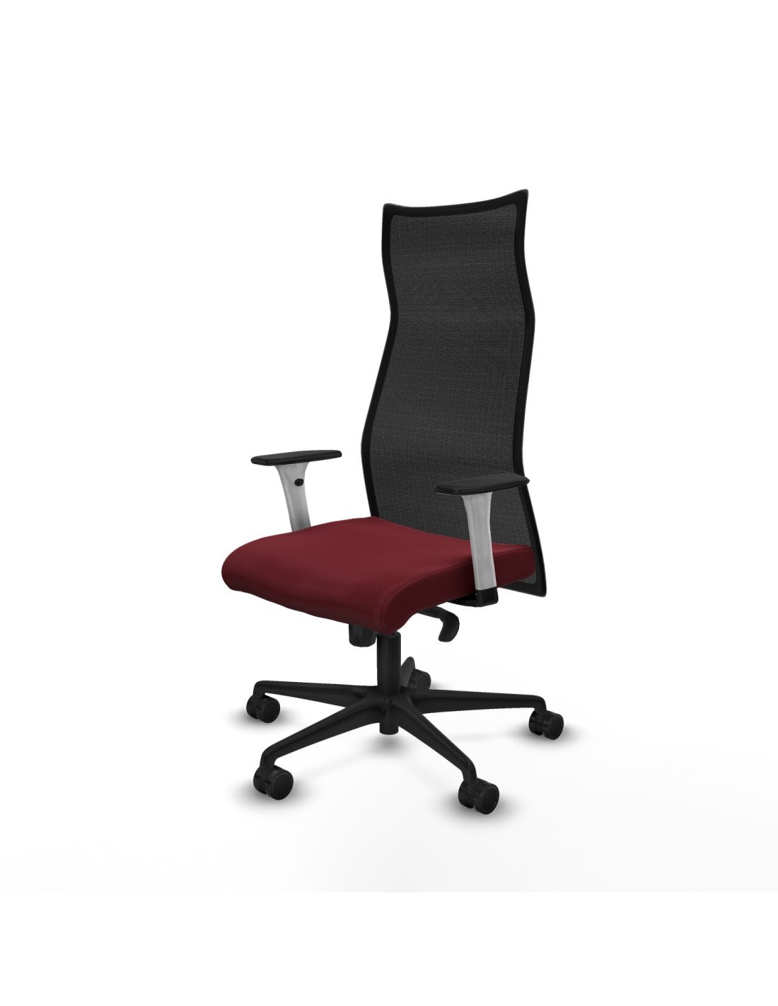 Piqueras y Crespo Albacete malla sincro malla negra similpiel granate brazos blancos base nailon ruedas 65 mm nailon