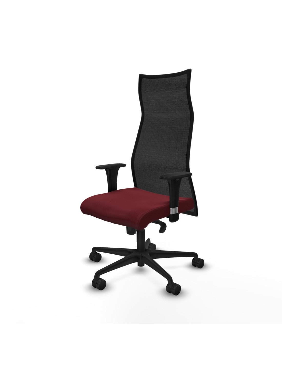 Piqueras y Crespo Albacete malla sincro malla negra similpiel granate brazos 1D base nailon ruedas 65 mm nailon