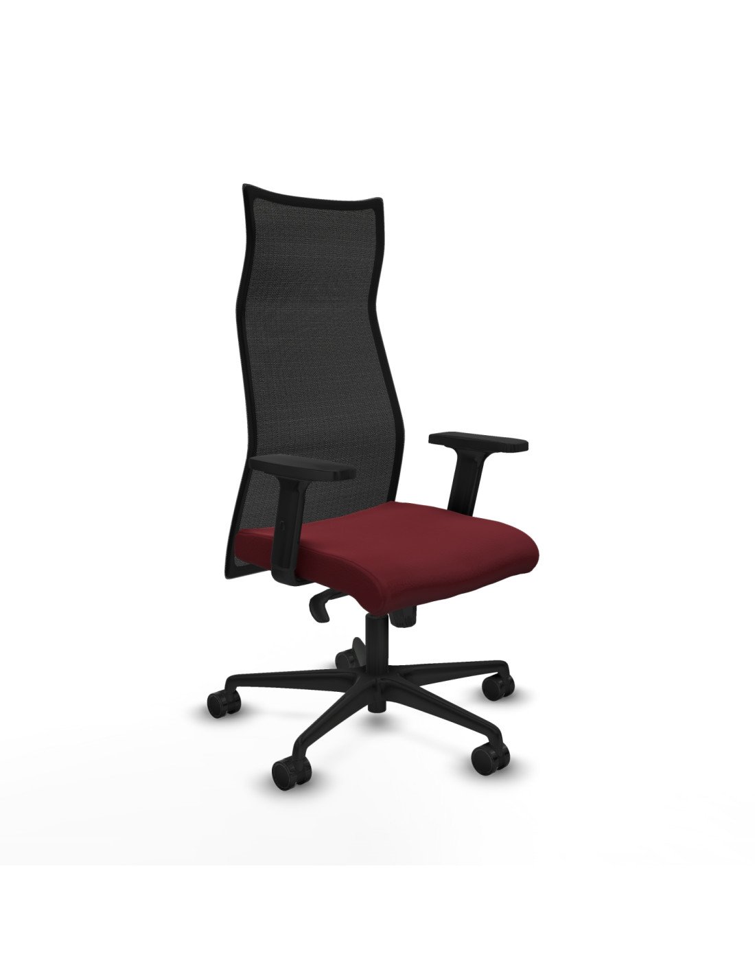 Piqueras y Crespo Albacete malla sincro malla negra similpiel granate brazos 2D base nailon ruedas 65 mm nailon