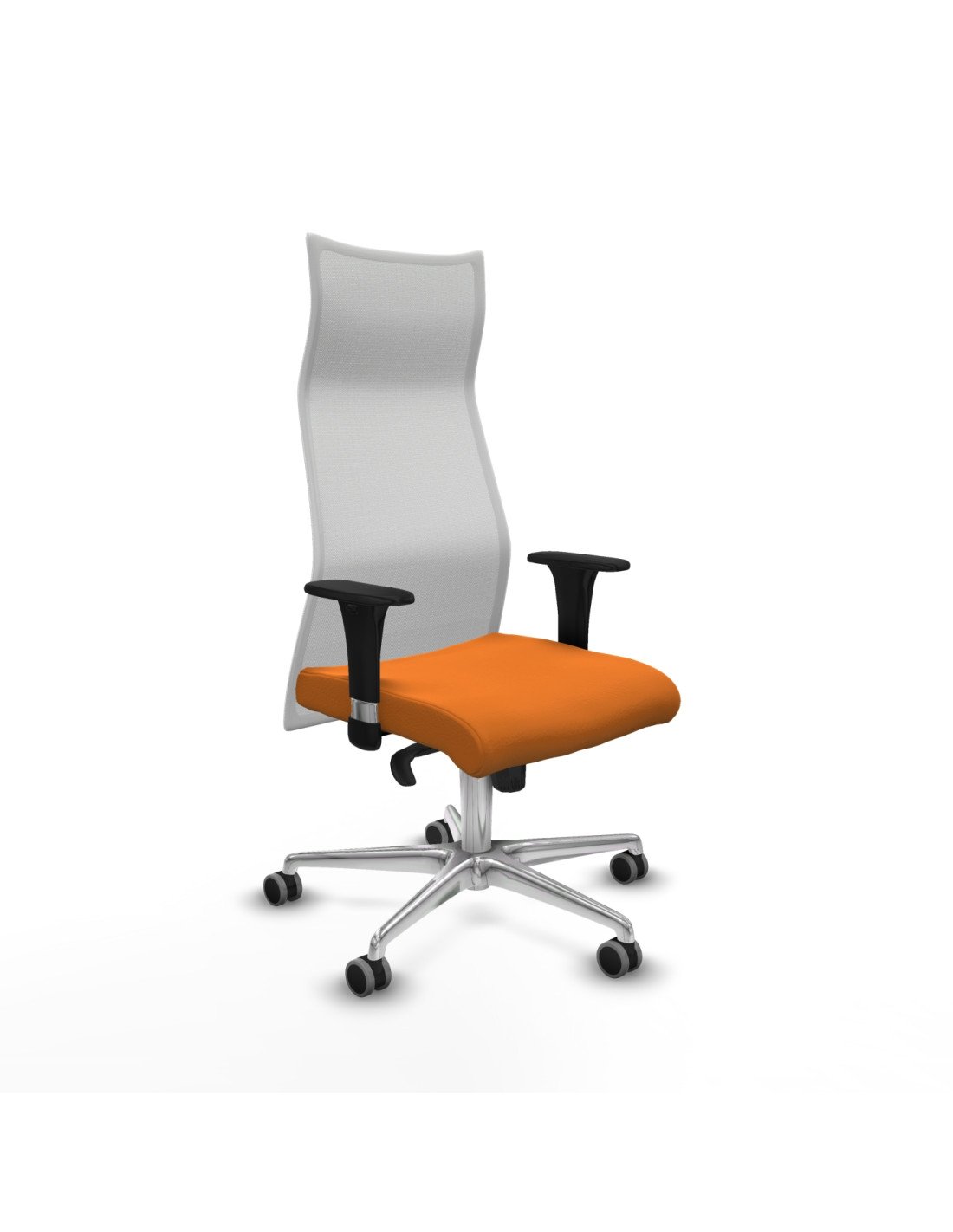 Piqueras y Crespo Albacete malla XL sincro malla blanca similpiel naranja brazos 1D base aluminio ruedas 65mm engomadas