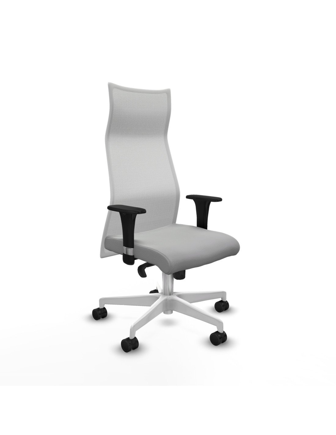 Piqueras y Crespo Albacete malla XL sincro malla blanca similpiel gris claro brazos 1D base blanca ruedas 65mm nailon