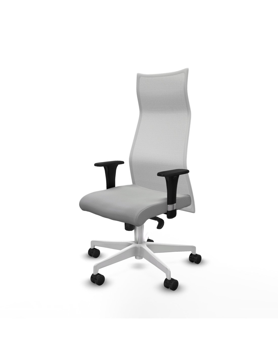 Piqueras y Crespo Albacete malla XL sincro malla blanca similpiel gris claro brazos 1D base blanca ruedas 65mm nailon