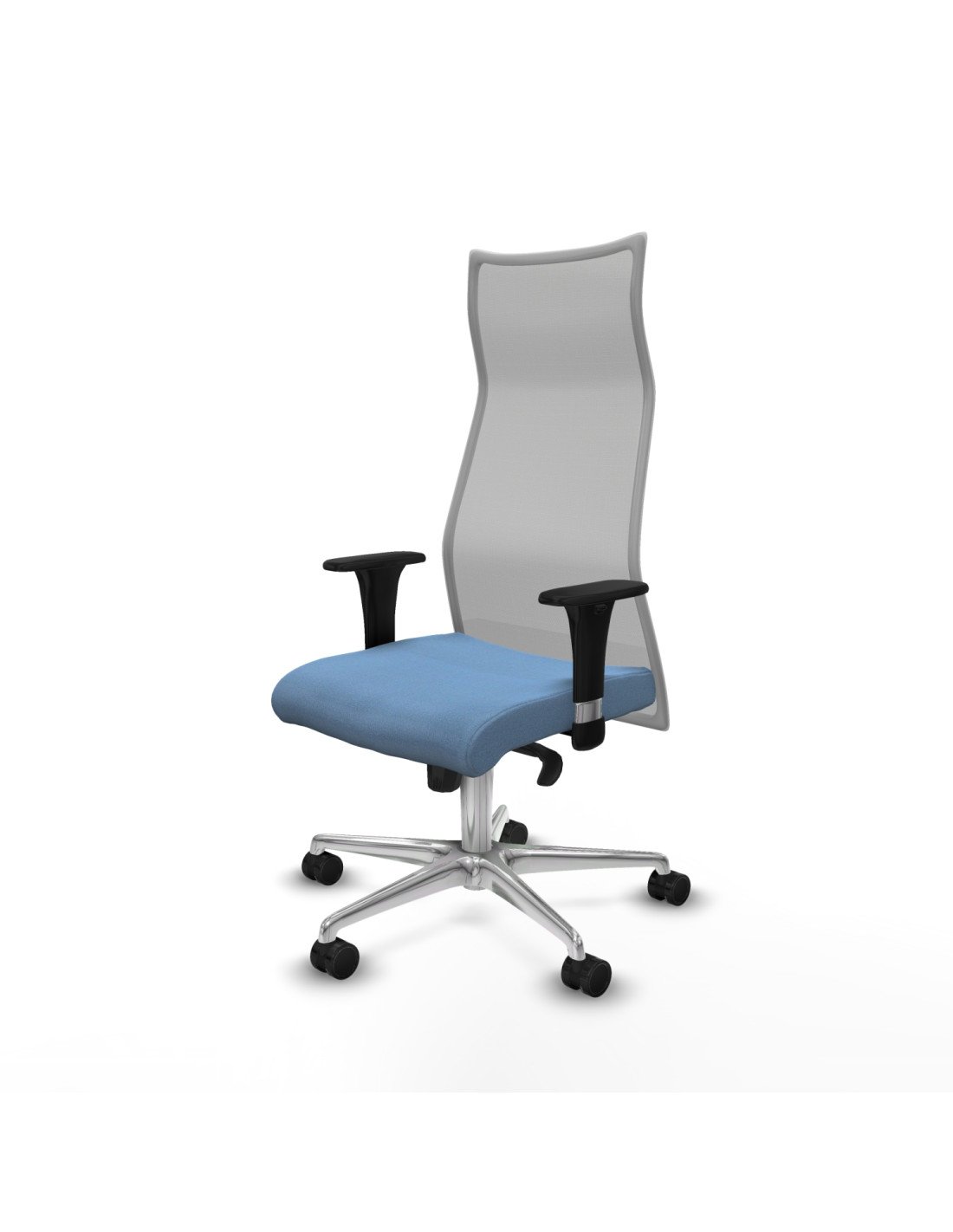 Piqueras y Crespo Albacete malla XL sincro malla gris bali azul cielo brazos 1D base aluminio ruedas 65mm nailon