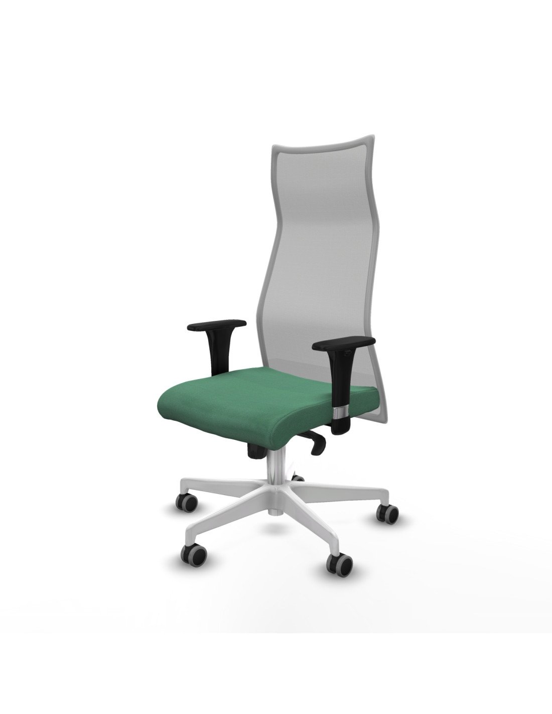 Piqueras y Crespo Albacete malla XL sincro malla gris bali verde esmeralda brazos 1D base blanca ruedas 65mm engomadas