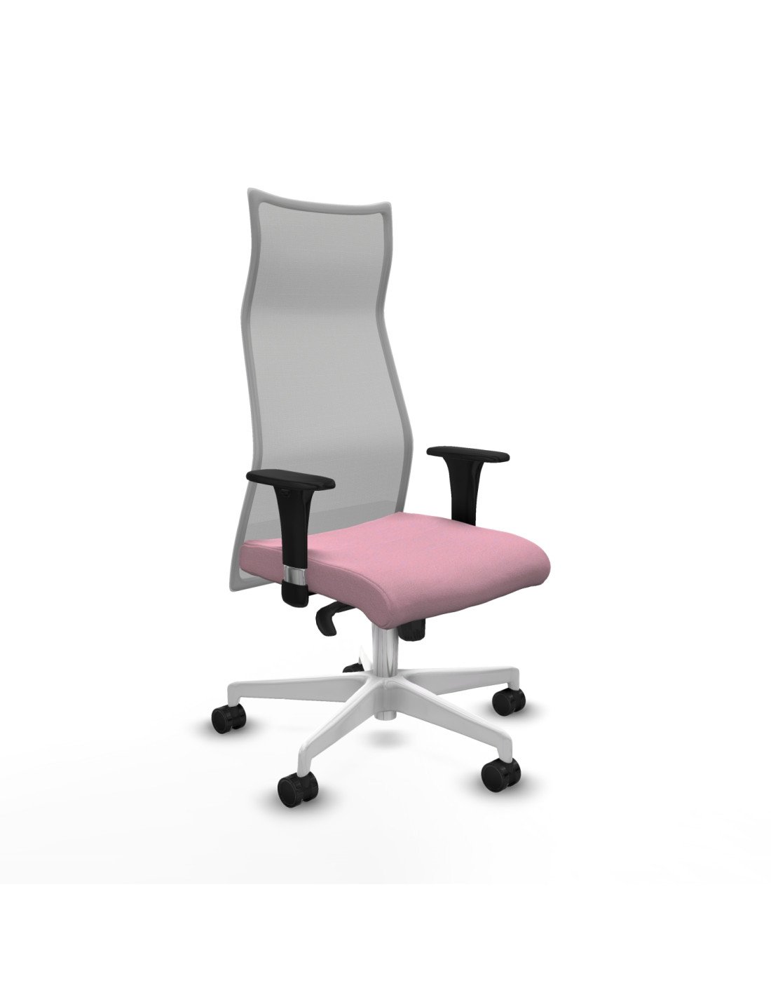 Piqueras y Crespo Albacete malla XL sincro malla gris bali rosa brazos 1D base blanca ruedas 65mm nailon