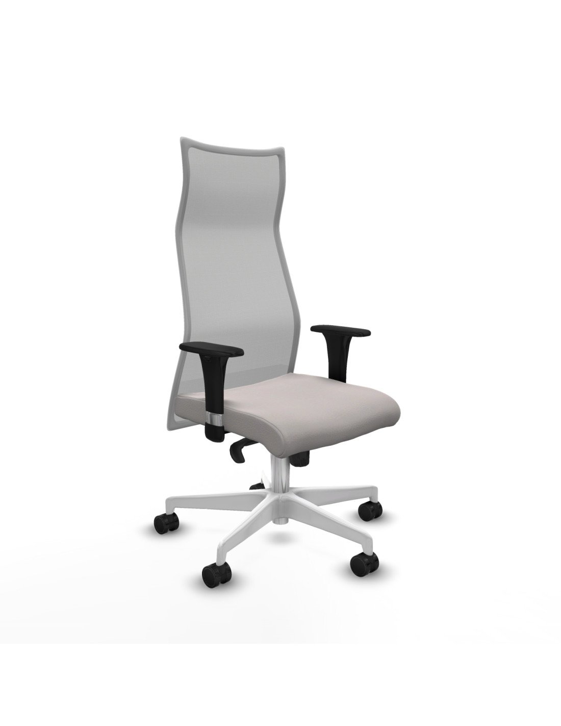 Piqueras y Crespo Albacete malla XL sincro malla gris similpiel blanco brazos 1D base blanca ruedas 65mm nailon