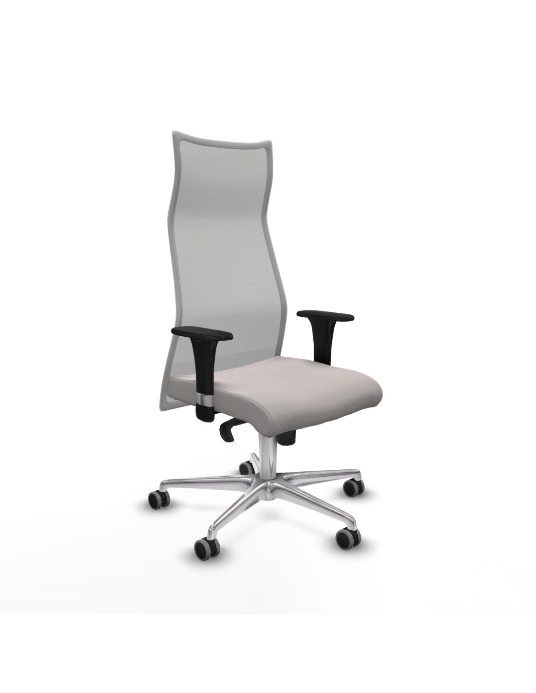 Piqueras y Crespo Albacete malla XL sincro malla gris similpiel blanco brazos 1D base aluminio ruedas 65mm engomadas