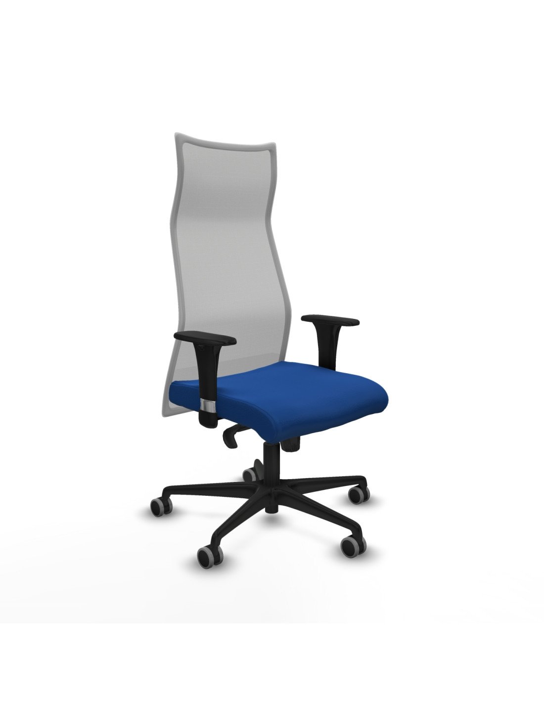 Piqueras y Crespo Albacete malla XL sincro malla gris similpiel azul brazos 1D base nailon ruedas 65mm engomadas