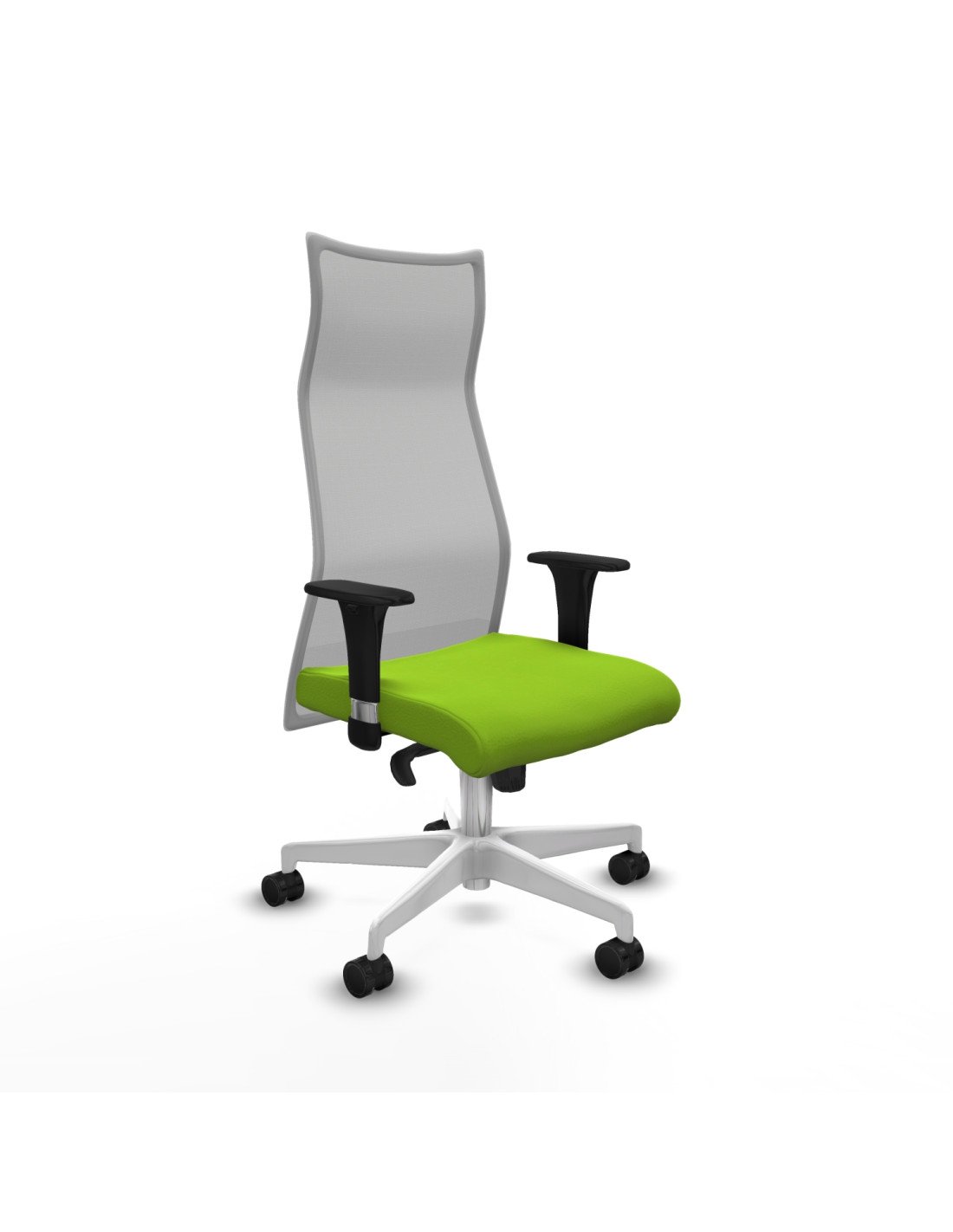 Piqueras y Crespo Albacete malla XL sincro malla gris similpiel pistacho brazos 1D base blanca ruedas 65mm nailon