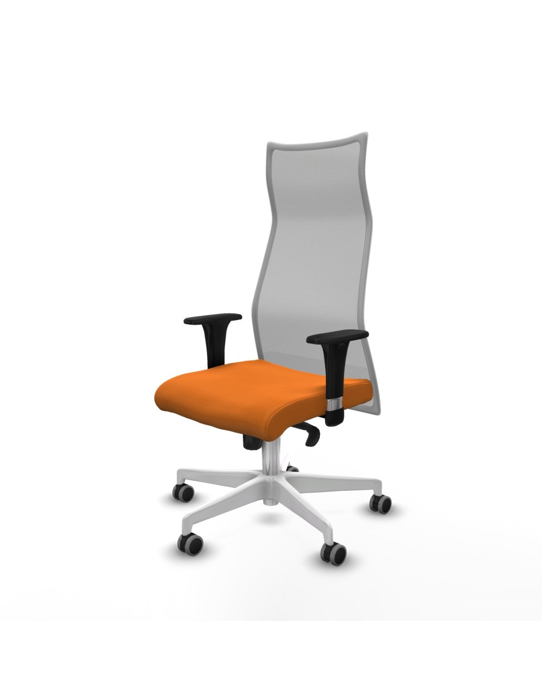 Piqueras y Crespo Albacete malla XL sincro malla gris similpiel naranja brazos 1D base blanca ruedas 65mm engomadas