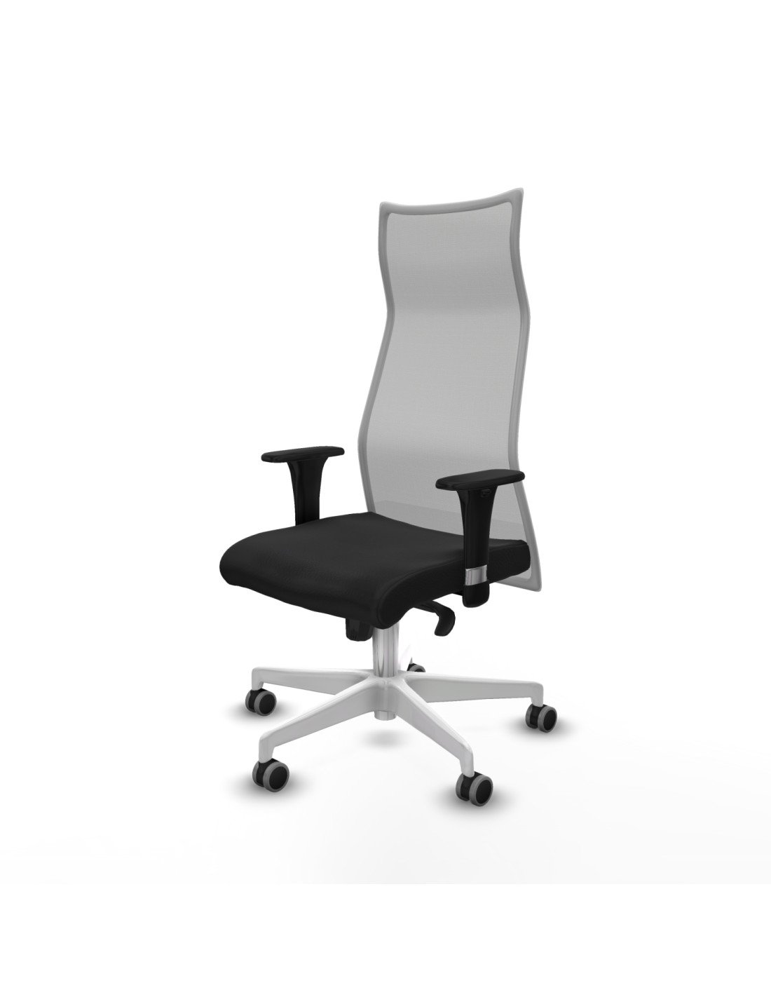 Piqueras y Crespo Albacete malla XL sincro malla gris similpiel negro brazos 1D base blanca ruedas 65mm engomadas