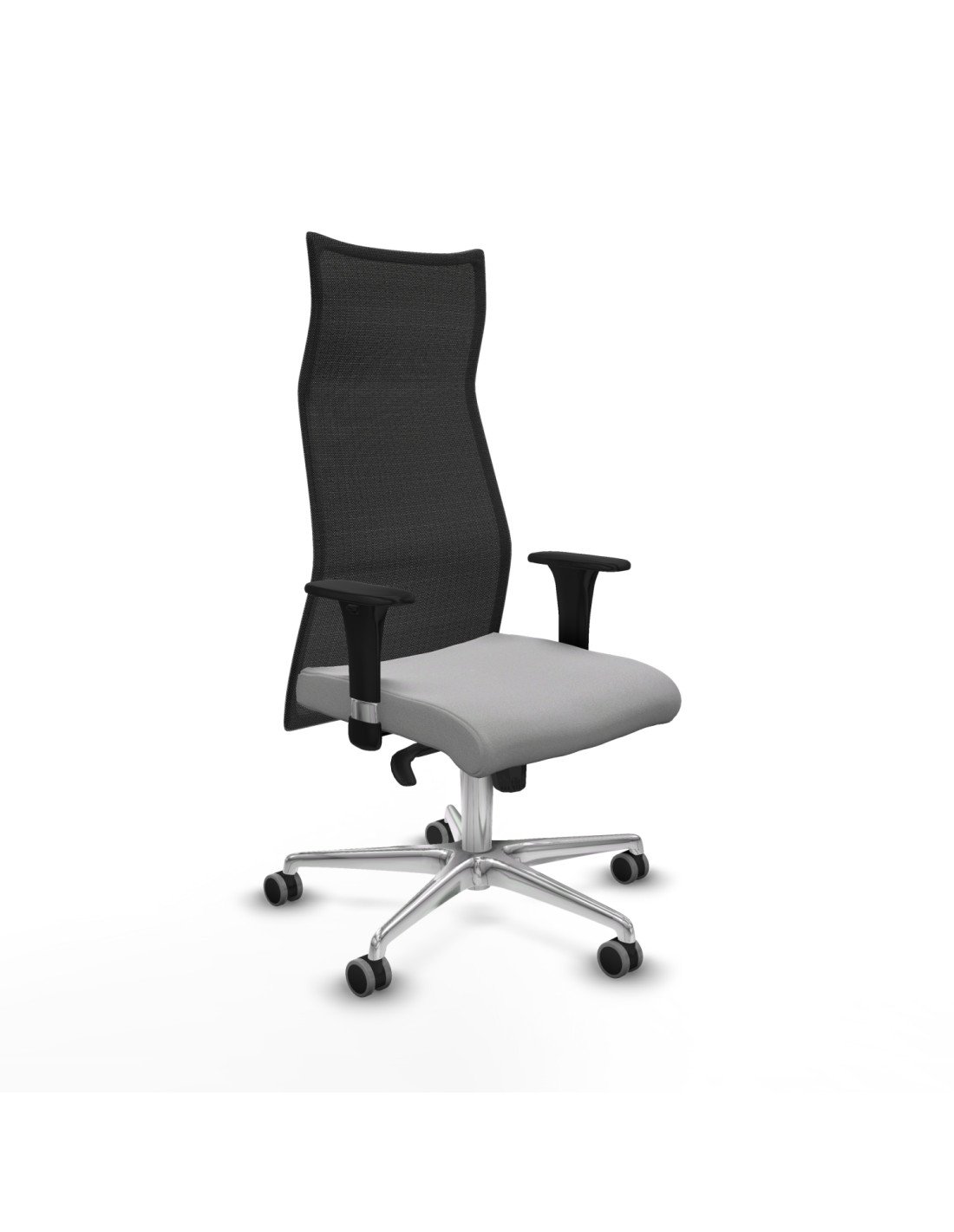 Piqueras y Crespo Albacete malla XL sincro malla negra bali gris claro brazos 1D base aluminio ruedas 65mm engomadas