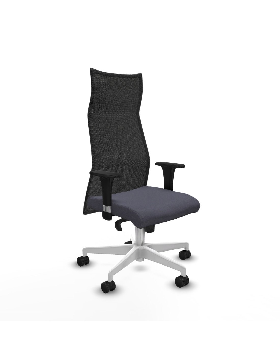 Piqueras y Crespo Albacete malla XL sincro malla negra bali gris oscuro brazos 1D base blanca ruedas 65mm nailon