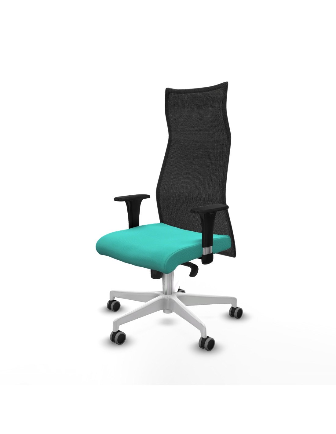 Piqueras y Crespo Albacete malla XL sincro malla negra similpiel turquesa brazos 1D base blanca ruedas 65mm engomadas