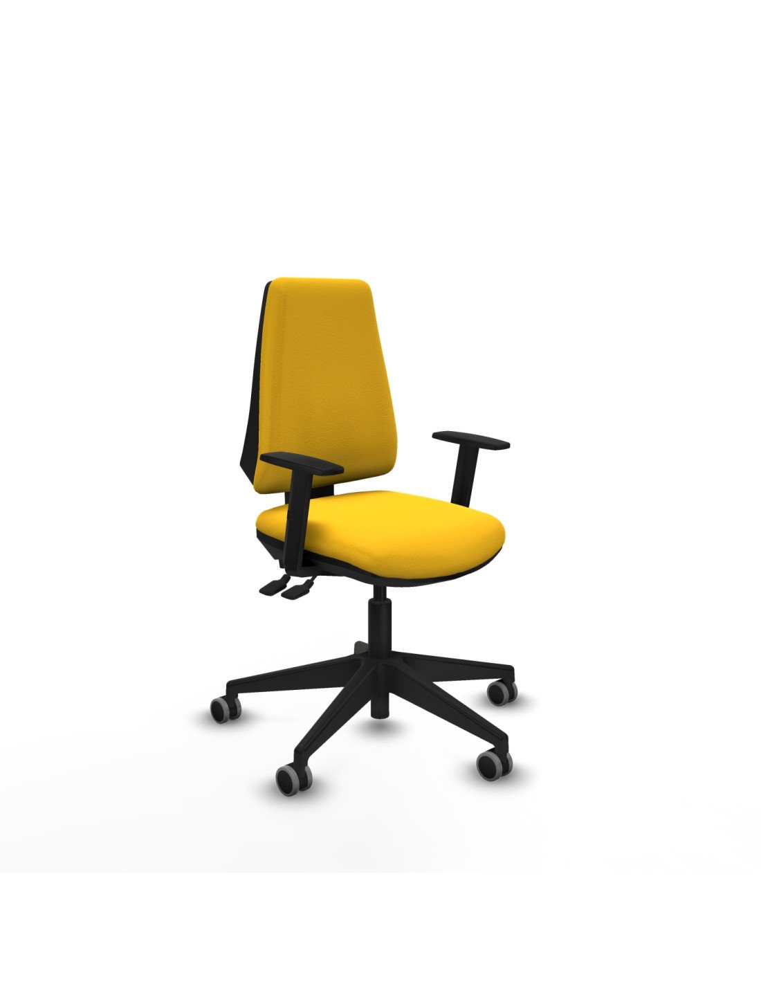 Piqueras y Crespo Elche AS similpiel amarillo brazos 1D base piramidal ruedas engomadas 65mm