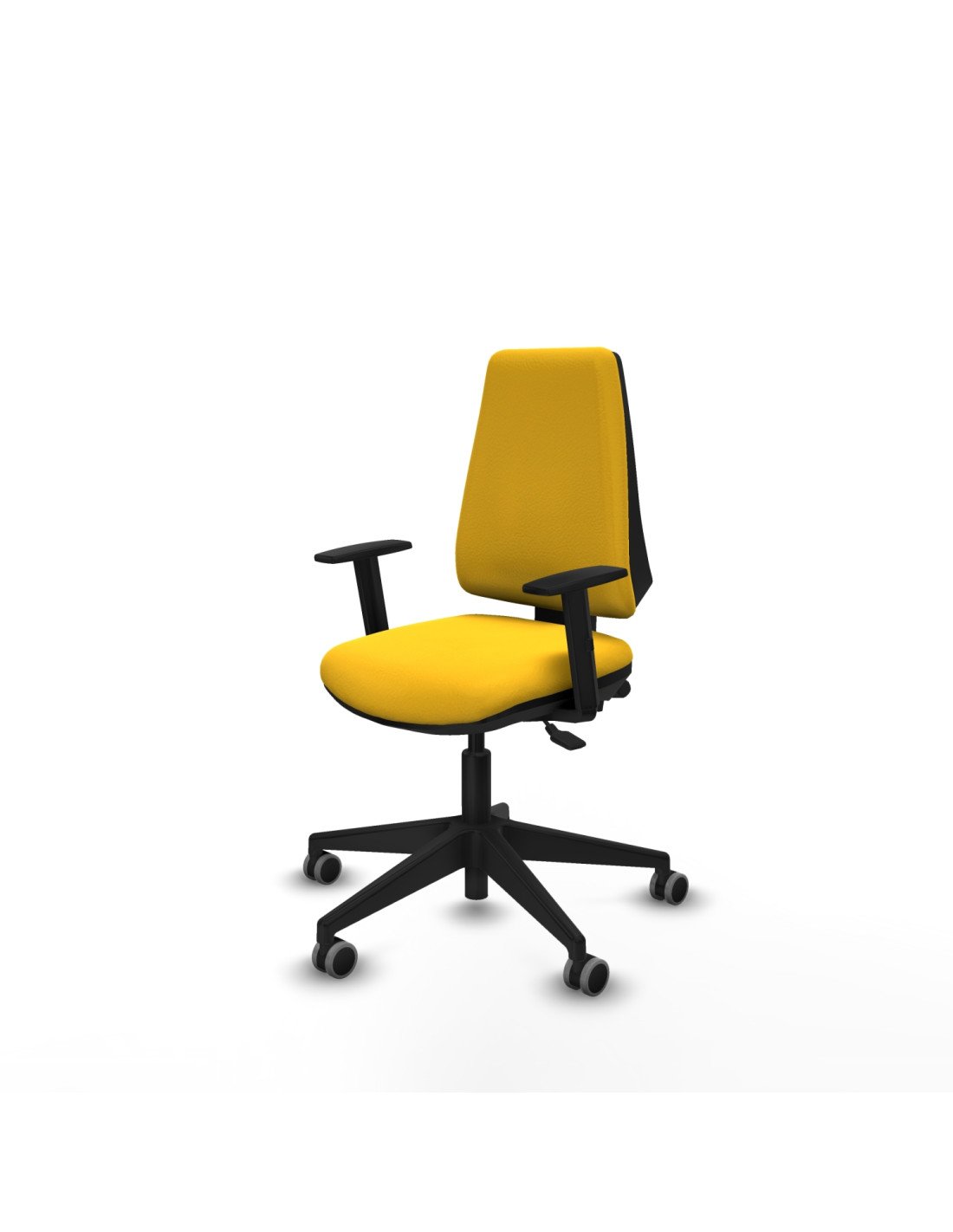 Piqueras y Crespo Elche AS similpiel amarillo brazos 1D base piramidal ruedas engomadas 65mm