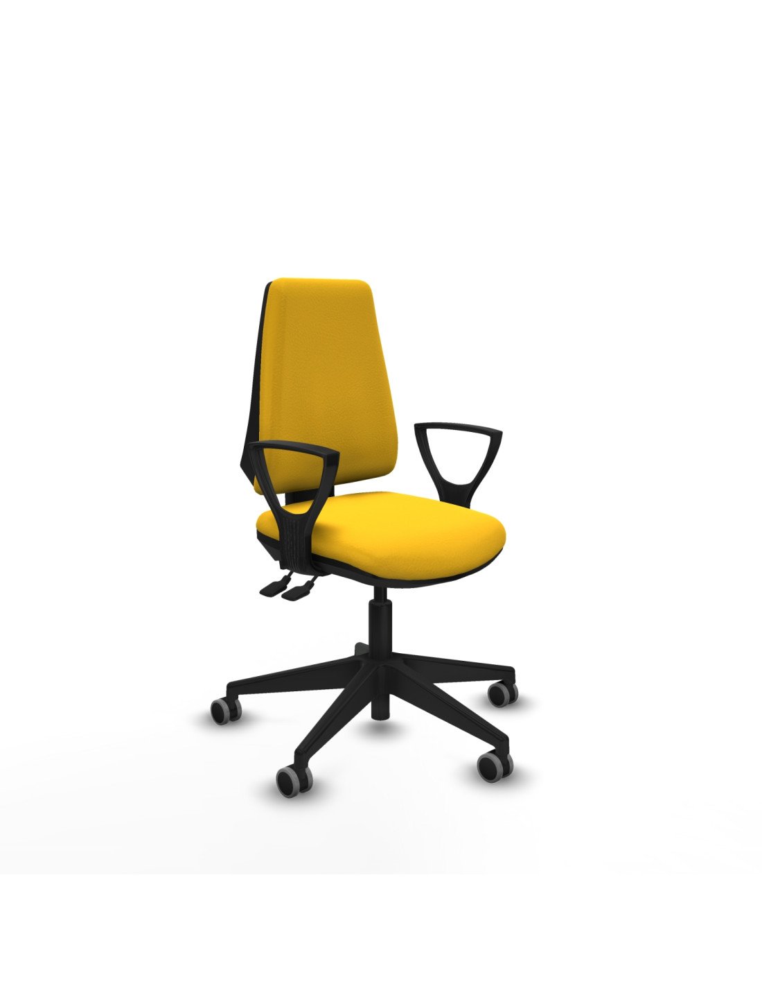 Piqueras y Crespo Elche AS similpiel amarillo brazos fijos base piramidal ruedas engomadas 65mm