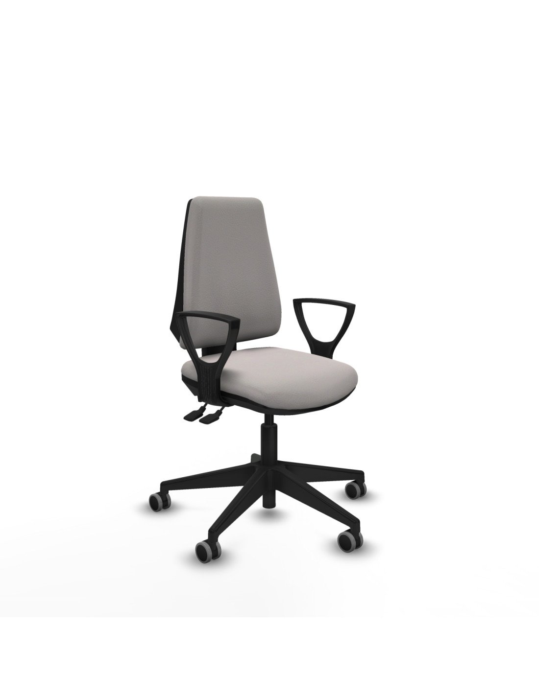 Piqueras y Crespo Elche AS similpiel blanco brazos fijos base piramidal ruedas engomadas 65mm