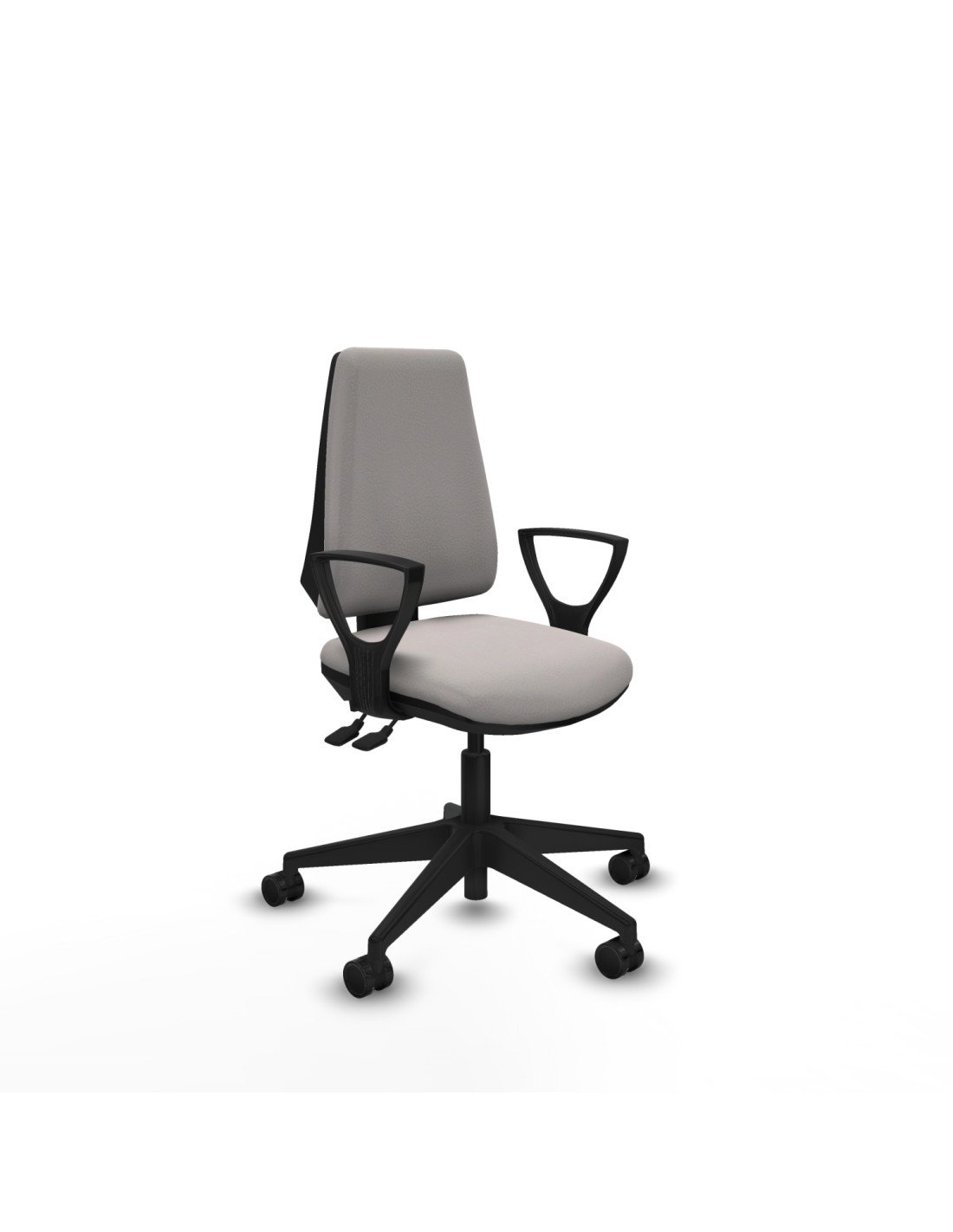 Piqueras y Crespo Elche AS similpiel blanco brazos fijos base piramidal ruedas nailon 65mm