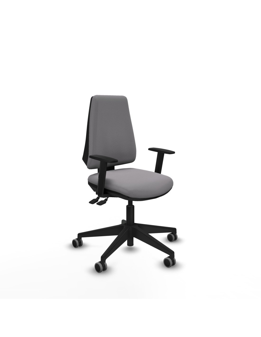 Piqueras y Crespo Elche AS similpiel gris brazos 1D base piramidal ruedas engomadas 65mm