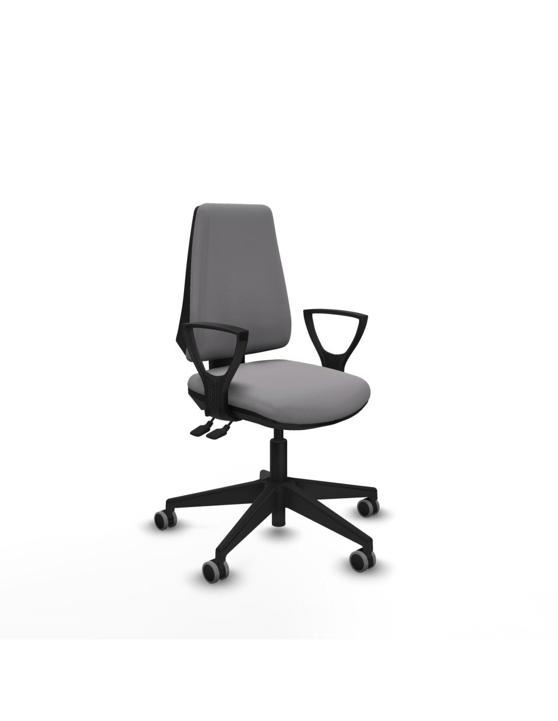 Piqueras y Crespo Elche AS similpiel gris brazos fijos base piramidal ruedas engomadas 65mm