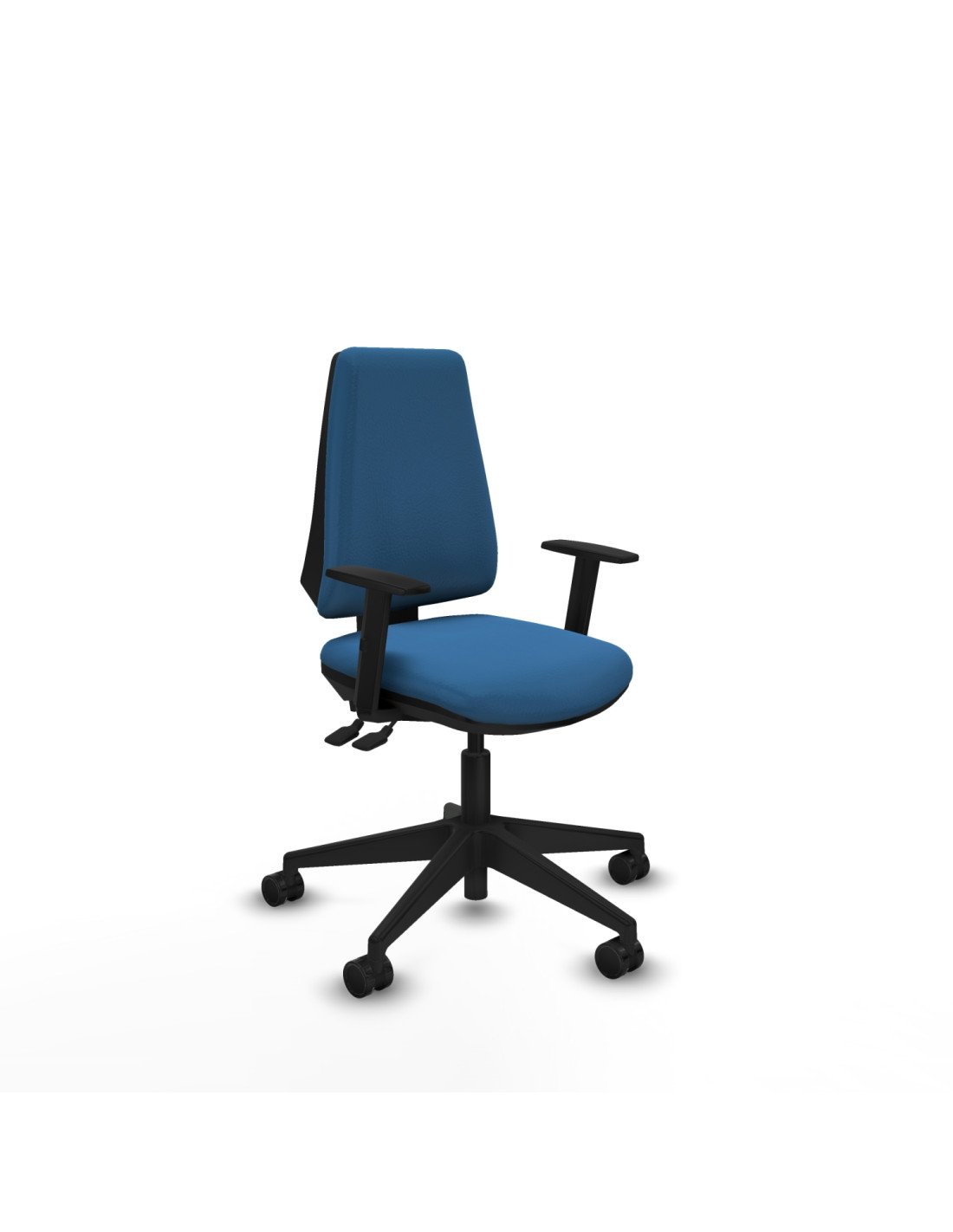 Piqueras y Crespo Elche AS similpiel azul claro brazos 1D base piramidal ruedas nailon 65mm