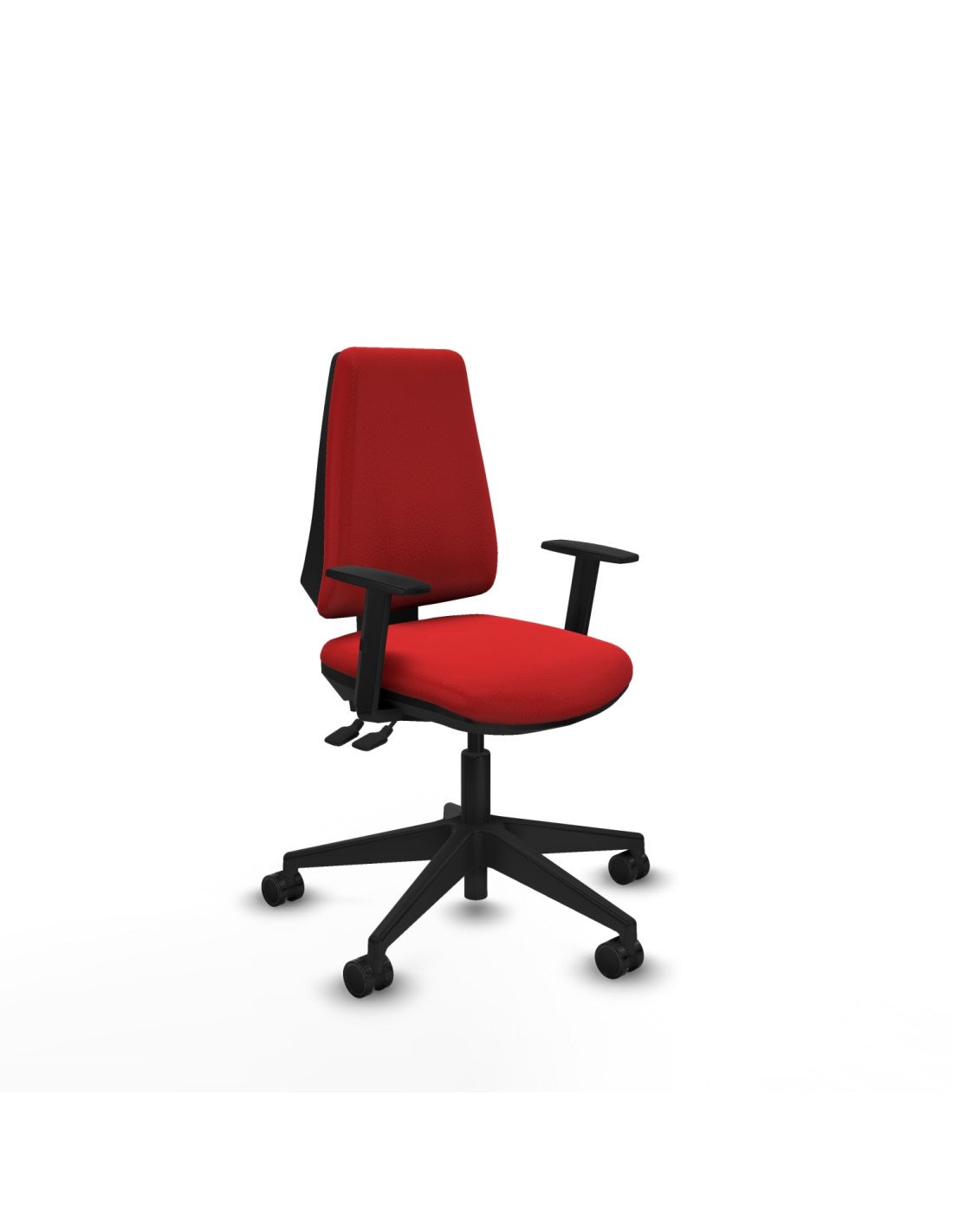 Piqueras y Crespo Elche AS similpiel rojo brazos 1D base piramidal ruedas nailon 65mm