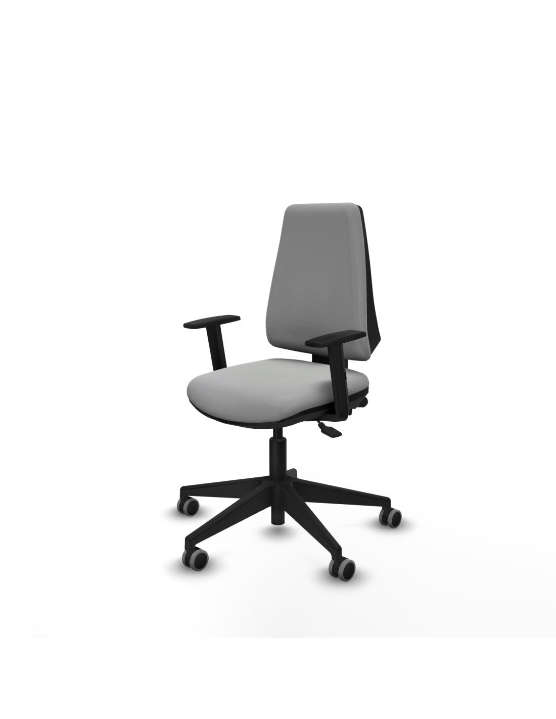 Piqueras y Crespo Elche AS similpiel gris claro brazos 1D base piramidal ruedas engomadas 65mm