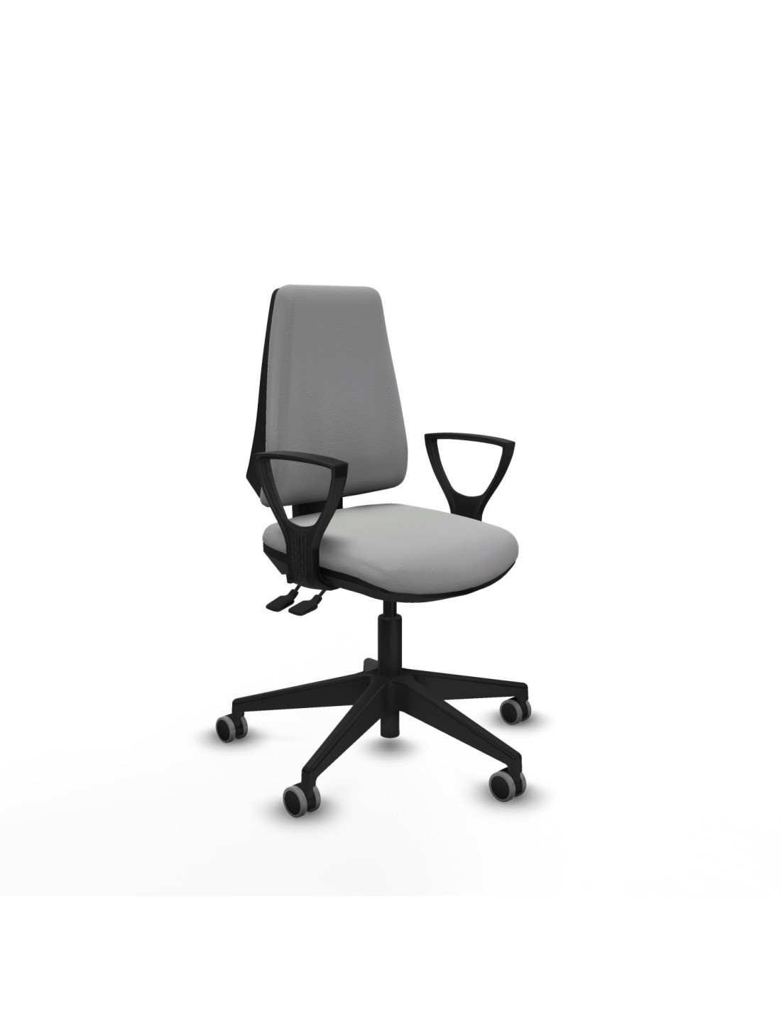 Piqueras y Crespo Elche AS similpiel gris claro brazos fijos base piramidal ruedas engomadas 65mm