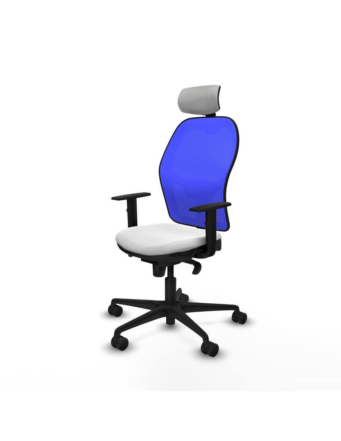 Piqueras y Crespo Jorquera sincro malla azul bali blanco brazos 1D base nailon cabecero 2D ruedas 65mm nailon