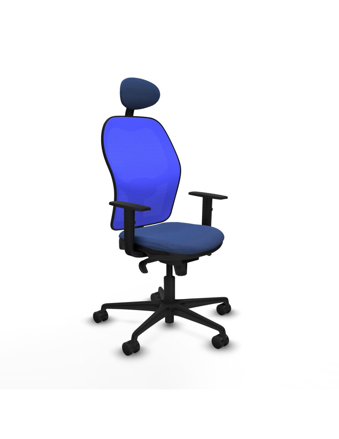 Piqueras y Crespo Jorquera sincro malla azul bali azul marino brazos 1D base nailon cabecero fijo ruedas 65mm nailon