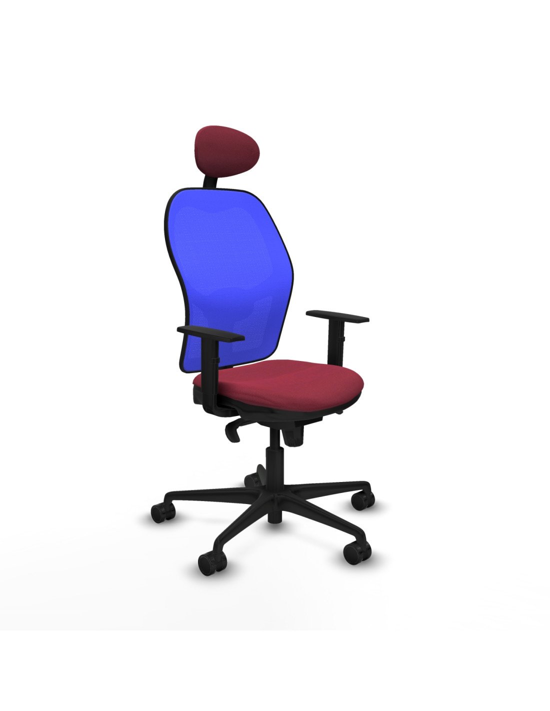 Piqueras y Crespo Jorquera sincro malla azul bali granate brazos 1D base nailon cabecero fijo ruedas 65mm nailon