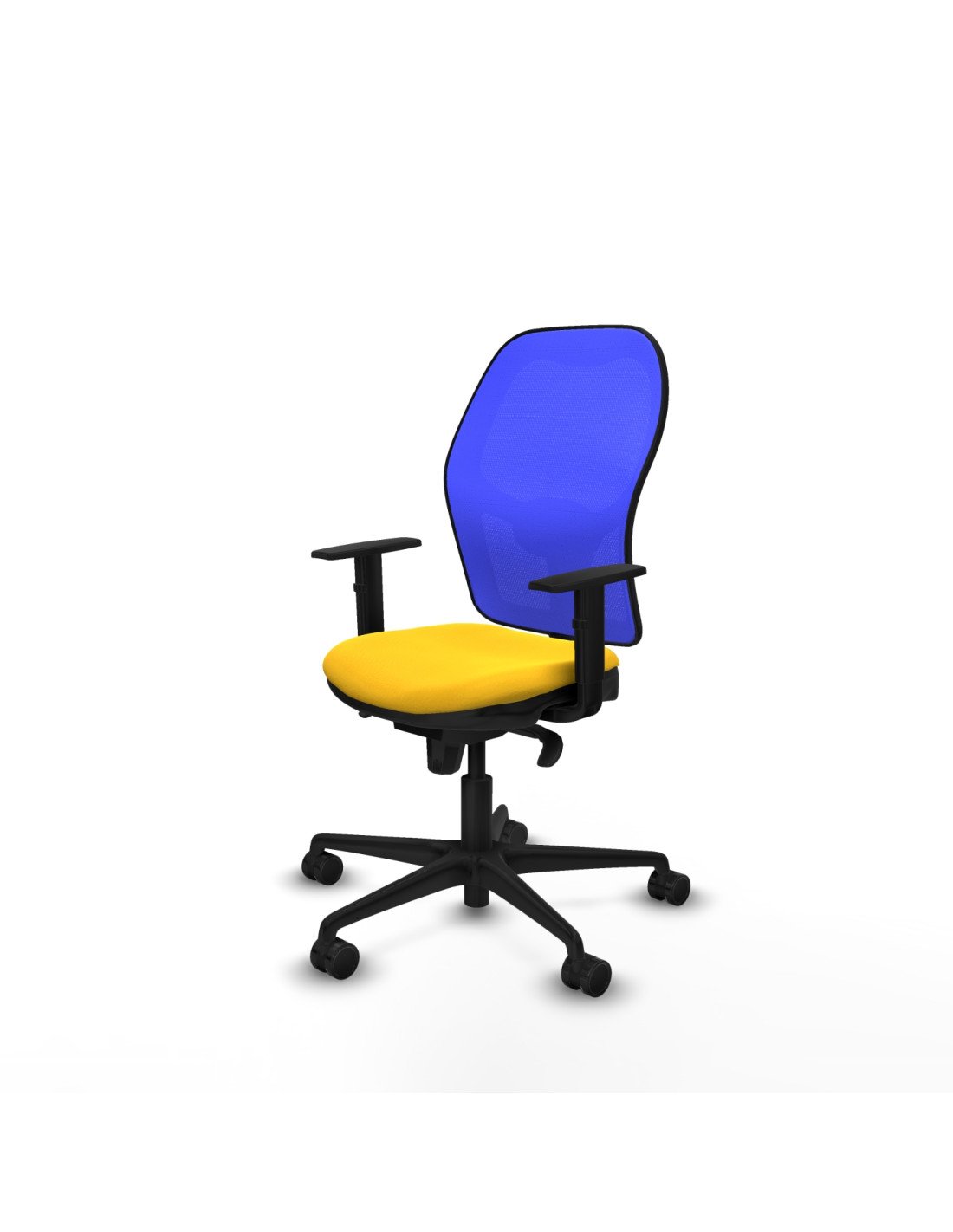 Piqueras y Crespo Jorquera sincro malla azul similpiel amarillo brazos 1D base nailon  ruedas 65mm nailon