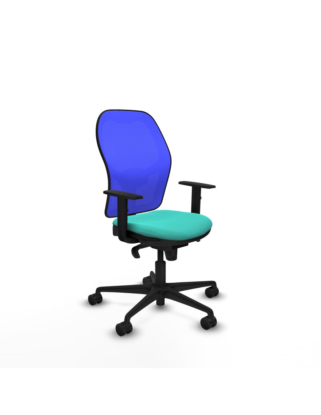 Piqueras y Crespo Jorquera sincro malla azul similpiel turquesa brazos 1D base nailon ruedas 65mm nailon