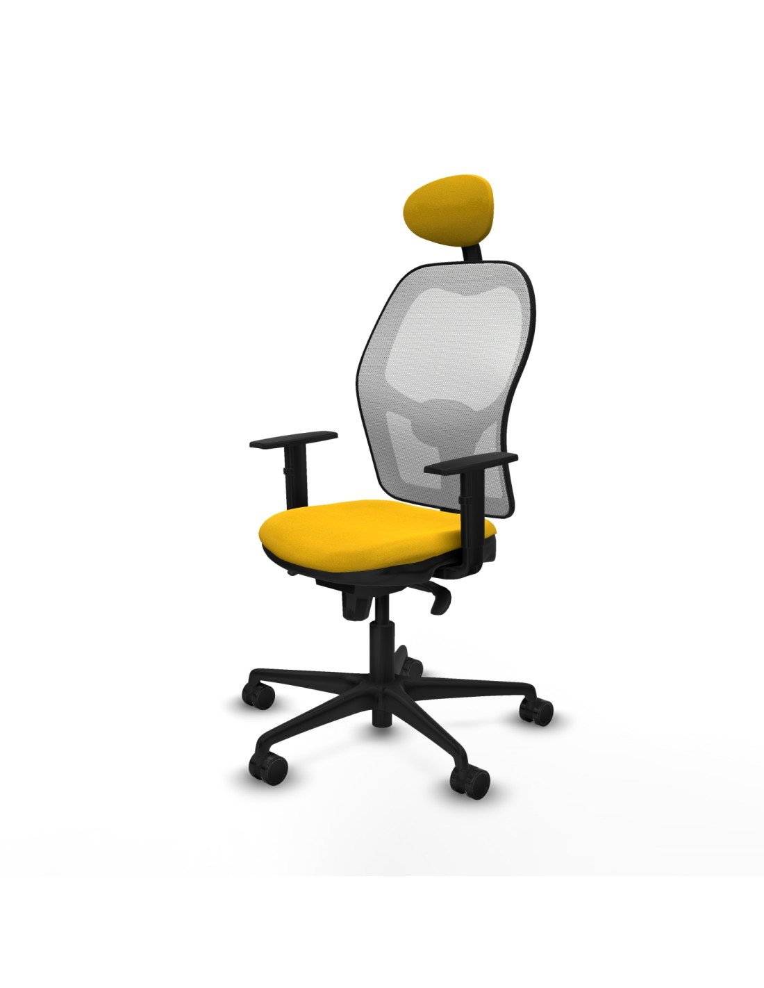 Piqueras y Crespo Jorquera sincro malla blanca bali amarillo brazos 1D base nailon cabecero fijo ruedas 65mm nailon